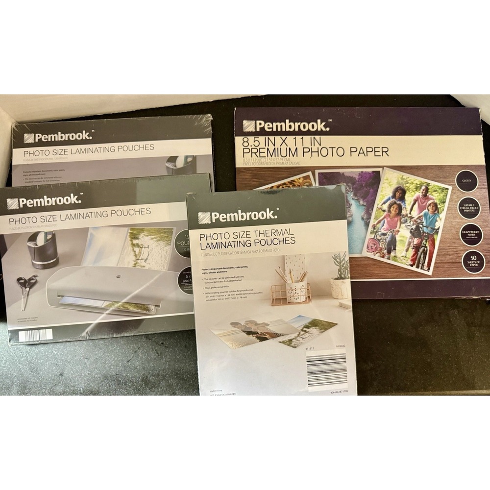 Pembrook 360 Thermal Laminating Pouches 4x6 5x7 + 50 Glossy Photo Sheets